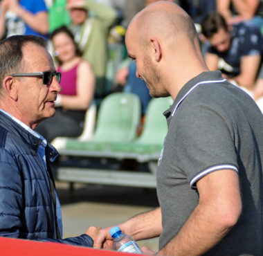 Janusz Urbaniak, były prezes i sponsor Warty Poznań oraz Bartłomiej Farjaszewski, właściciel Warty Poznań S.A.