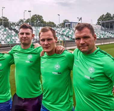 Trenerzy Akademii Warty Poznań: Daniel Ledzion, Piotr Mydlikowski, Łukasz Nowak, Michał Gościniak