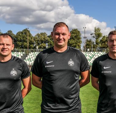 Tomasz Nowaczyk, Sebastian Przybylski i Wiktor Kopczyński - trenerzy Akademii Warty Poznań