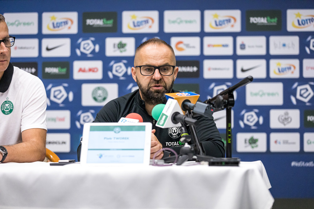 Warta Poznań - Jagiellonia Białystok 1:1. Trener Piotr Tworek