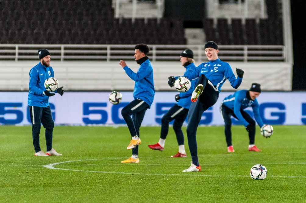 Robert Ivanov (Warta Poznań) na treningu reprezentacji Finlandii