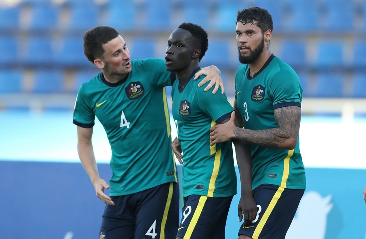 Jordan Courtney-Perkins (Warta Poznań) w meczu reprezentacji Australii U-23